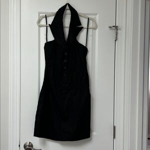 black halter mini dress with collar